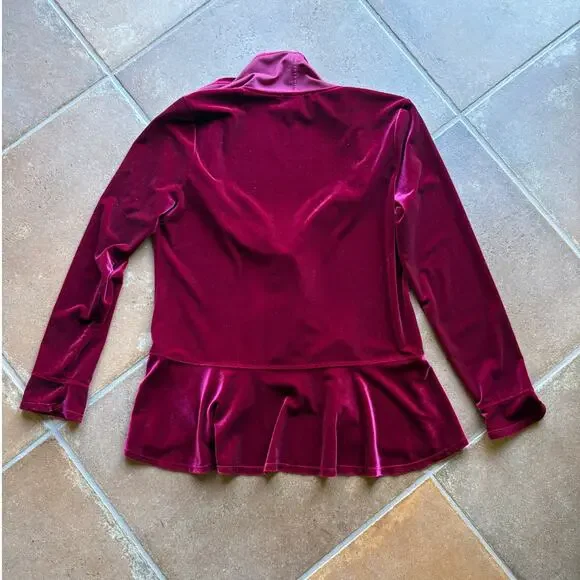 Midnight Velvet Merlot Ruffled Velour Jacket w Peplum Whimsigoth Poetcore size L - Picture 10 of 10